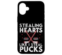 Stealing Hearts Like I Steal Pucks Valentines Hockey Coque pour iPhone 16 Plus