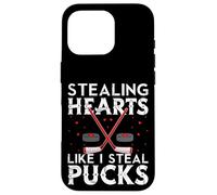 Stealing Hearts Like I Steal Pucks Valentines Hockey Coque pour iPhone 16 Pro