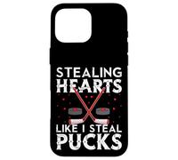 Stealing Hearts Like I Steal Pucks Valentines Hockey Coque pour iPhone 16 Pro Max