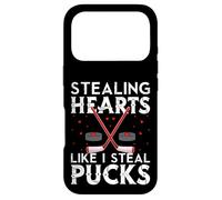 Stealing Hearts Like I Steal Pucks Valentines Hockey Coque pour iPhone 17 Pro