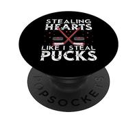 Stealing Hearts Like I Steal Pucks Valentines Hockey PopSockets PopGrip Adhésif