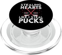 Stealing Hearts Like I Steal Pucks Valentines Hockey PopSockets PopGrip pour MagSafe