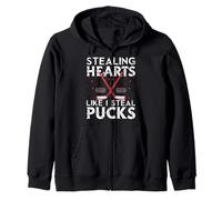 Stealing Hearts Like I Steal Pucks Valentines Hockey Sweat à Capuche
