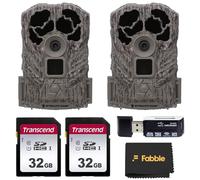 Stealth Cam Browtine Lot de 2 caméras de chasse 16 MP (modèle STC-BT16) avec cartes mémoire SDHC de 32 Go, sangles de montage, lecteur de carte SD haute vitesse et chiffon de nettoyage