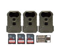 Stealth Cam Wildview Lot de 3 caméras de chasse 14 MP - Vitesse de déclenchement rapide de 0,7 s, portée infrarouge de 18,2 m - Ensemble de surveillance de la faune extérieure avec carte mémoire de 32