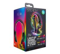 STEALTH Casque de jeu lumineux arc-en-ciel et support de casque lumineux - pour PS4, PS5, Xbox, Nintendo Switch et PC.