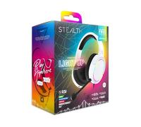 STEALTH PANTHER Casque de jeu LED RVB - Blanc, compatible avec PS4/PS5, Xbox, Switch, PC avec micro flexible, prise jack 3,5 mm, câble de 1,5 m, léger, confortable et durable