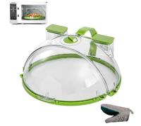 Steam and Reheat Microwave Cover for Food, 2-in-1 Microwave Steamer & Splash Protector Cover with Handle and Built-in Water Storage, Clear Lid for Kitchen Use (Style-B)