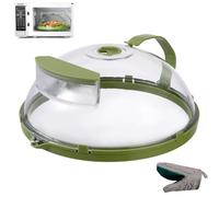 Steam and Reheat Microwave Cover for Food, 2-in-1 Microwave Steamer & Splash Protector Cover with Handle and Built-in Water Storage, Clear Lid for Kitchen Use (Style-D)