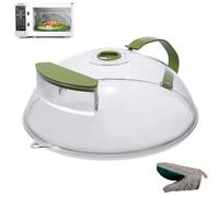 Steam and Reheat Microwave Cover for Food, 2-in-1 Microwave Steamer & Splash Protector Cover with Handle and Built-in Water Storage, Clear Lid for Kitchen Use (Style-C)