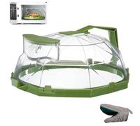 Steam and Reheat Microwave Cover for Food, 2-in-1 Microwave Steamer & Splash Protector Cover with Handle and Built-in Water Storage, Clear Lid for Kitchen Use (Style-E)