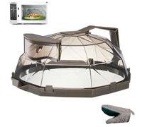 Steam and Reheat Microwave Cover for Food, 2-in-1 Microwave Steamer & Splash Protector Cover with Handle and Built-in Water Storage, Clear Lid for Kitchen Use (Style-F)