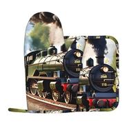 Steam Little Train Imprimé Cuisine Équipement Pour Homme Femme Four Gants Silicone Anti-brûlure Pad Pour Griller Torréfaction