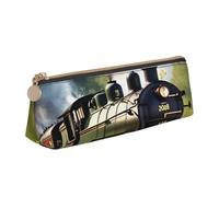 Steam Little Train Trousse à cosmétiques grande capacité Motif triangle Porte-stylo à fermeture éclair pour outils d'écriture
