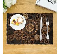 Steam Punk Gears Fond Sets de Table pour Table à Manger Ensemble de 4 Tapis de Table Lavables Tapis de Plateau Résistant à la Chaleur 30x45 cm
