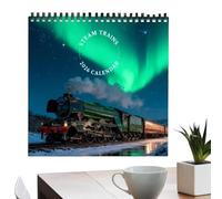 Steam Train Calendar 2026 - Paper 21CM, 12 Months Monthly Wall Calendar, Retro Design | Hangable, Train Theme Planner, Family Calendars For Home, School, Wall, Study, Scheduling