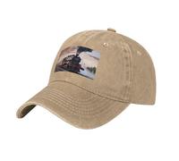 Steam Train Depart Casquette de baseball vintage délavé vieilli pour homme et femme Visière réglable, naturel, taille unique