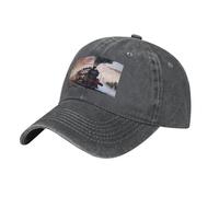Steam Train Depart Casquette de baseball vintage délavé vieilli pour homme et femme Visière réglable, Deep / Chiné, taille unique