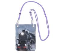 Steam Train Depart Sac à bandoulière imprimé coucher de soleil pour femme, mini porte-monnaie pour téléphone, joli portefeuille pour téléphone, cadeau de randonnée, voyage, violet, Taille unique