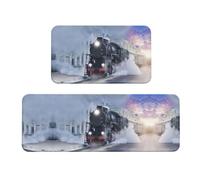 Steam Train Depart Sunset Lot de 2 tapis de cuisine antidérapants ergonomiques pour cuisine, bar, bureau