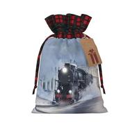 Steam Train Depart Sunset Print Christmas Candy Bags,Vacances Party Color-Blocked Drawstring Sacs,Drawstring Snack Bags
