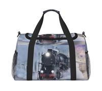 Steam Train Depart Sunset Sac de voyage à main Sac de voyage Sac de voyage Sac de sport pour homme et femme, Noir , Taille unique