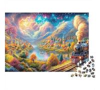 Steam Train par A Colorful Valley Puzzle De 1000 Pièces Train capricieux Jeu De Puzzle Familial pour Toutes Les Âges 70x50cm/1000pcs