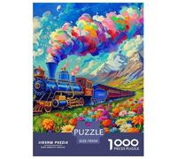 Steam Train Puzzle 1000 Pièces Cadeau Unique Jeu Éducatif Challenge Toy À De Qualité Supérieure Peinture Art pour Adultes Et Enfants 70x50cm/1000pcs