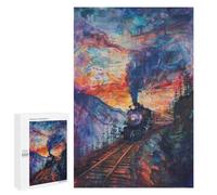 Steam Train Sunset Landscape-1 Puzzle 1000 Pièces Educa Jouet en Bois Cadeau Unique Décoration Intérieure Jeu Éducatif Challenge Toy Adultes Et Enfants À Partir De 14 Ans 1000 PCS