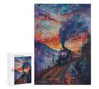 Steam Train Sunset Landscape-1 Puzzle 1000 Pièces Educa Jouet en Bois Cadeau Unique Décoration Intérieure Jeu Éducatif Challenge Toy Adultes Et Enfants À Partir De 14 Ans 300 PCS