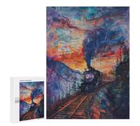 Steam Train Sunset Landscape-1 Puzzle 1000 Pièces Educa Jouet en Bois Cadeau Unique Décoration Intérieure Jeu Éducatif Challenge Toy Adultes Et Enfants À Partir De 14 Ans 500 PCS