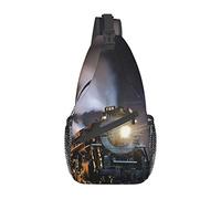 Steam Train Tropical Beach Palm Tree Sunset Crossbody Bag Sac à bandoulière pour Homme, léger, pour la randonnée et Les Voyages