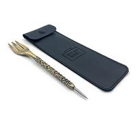 STEAMBOWL Shisha Fourchette à tabac avec perforateur Spike Gold | Fourchette à tabac de qualité supérieure avec coupe film | Fourchette 2 en 1 parfaite pour foyer en pierre et tête en argile | Avec