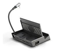 Skull & Co. SteamDock with Detachable Portable USB Hub HDMI TV Adapter for Steam Deck, ROG Ally, Smartphone and MacBook- Black (with Extension Cable)