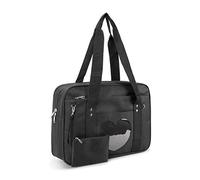 STEAMEDBUN Kawaii Ita Sac d'école japonais mignon sac fourre-tout grande épaule Anime cœur sac à main, Noir , 36 x 12,2 x 27,9 cm