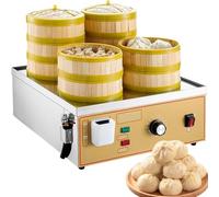 Steamer À Bao Commercial, Steamer Électrique À Dim Sum, Machine À Bao 4 Trous, Alarme Surchauffe + Eau Indépendante, 30-110℃, Boutique Petit-Déjeuner(4Holes)