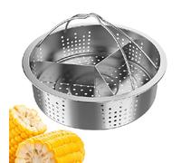 Steaming Basket - Stainless Steel, Steam Rack Triple Separator Design | Handle Support Multi Food Steaming Accessory, Steam Cooker Rack For Seafood, Dumplings, Eggs, Vegetables, Desserts