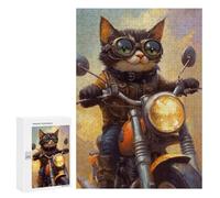Steampunk Cat Biker Art Print Puzzle 1000 Pièces Educa Jouet en Bois Cadeau Unique Décoration Intérieure Jeu Éducatif Challenge Toy Adultes Et Enfants À Partir De 14 Ans 300 PCS