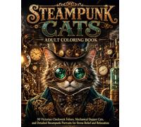 Steampunk Cats Adult Coloring Book: 50 Victorian Clockwork Felines, Mechanical Dapper Cats, and Detailed Steampunk Portraits for Stress Relief and Relaxation