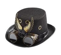 Steampunk Chapeau de costume gothique victorien pour hommes et femmes Style synthétique noir | Conception d'équipe et de lunettes, utilisation de fête de cosplay, look industriel vint