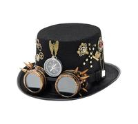 Steampunk Cylindre Feutre Lunettes de Protection Unisexe Portable Gothique | Chapeau de jazz western pour femmes, hommes et adultes, bals masqués, carnaval, cosplay, accessoires de film