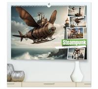 Steampunk - Die Welt der Leuchttürme (hochwertiger Premium Wandkalender 2026 DIN A2 quer), Kunstdruck in Hochglanz: Leuchttürme in einer Steampunk Umgebung