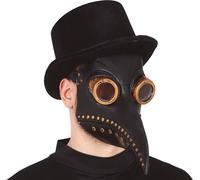 Steampunk Docteur Masque Médiéval Halloween Fente Victorienne Fléau Lunettes Gothique Historique Costume Fête, Couleur : Noir