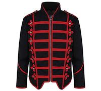Steampunk Emo Punk Goth Militaire Officier Parade Veste - Noir & Rouge (XXXL Homme)