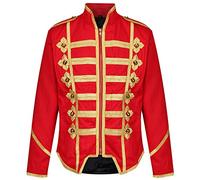Steampunk Emo Punk Goth Militaire Officier Parade Veste - Rouge & Or (XXL Homme)