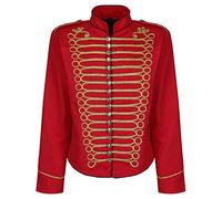 Steampunk Emo Punk Napoleon Militaire Officier Parade Veste Blouson - Rouge & Or (Homme S)