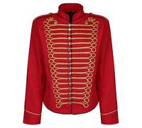 Steampunk Emo Punk Napoleon Militaire Officier Parade Veste Blouson - Rouge & Or (Homme XXL)