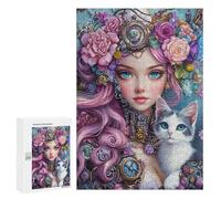 Steampunk Floral Fantasy with Cat-1 Puzzle 1000 Pièces Educa Jouet en Bois Cadeau Unique Décoration Intérieure Jeu Éducatif Challenge Toy Adultes Et Enfants À Partir De 14 Ans 300 PCS