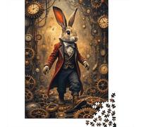 Steampunk Lapin Gentleman Bundle Puzzle 1000 Pièces pour Amateurs, Papier Recy coration Murale Maison, Exposition Murale, Cadeau Fête, Jeu Cérébral 38x26cm/1000pcs