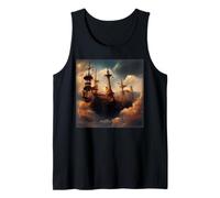 Steampunk Pirate Ship in The Clouds Peinture numérique Débardeur